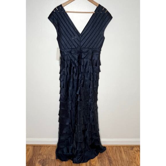 Adrianna Papell Cap Sleeve Maxi Dress Gown 10 Navy Formal Mother Of The Bride - Picture 9 of 11